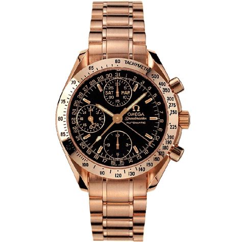 Speedmaster 39 mm, red gold on leather strap .